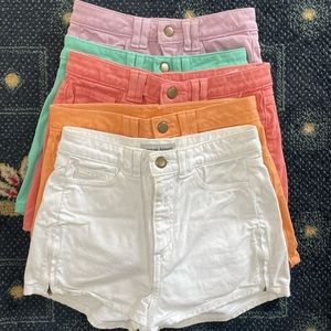 5x pairs American Apparel high waisted twill shorts pastel with side zipper